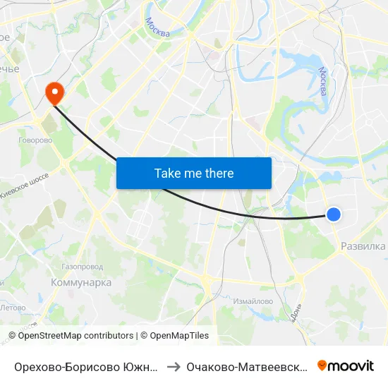 Орехово-Борисово Южное to Очаково-Матвеевское map