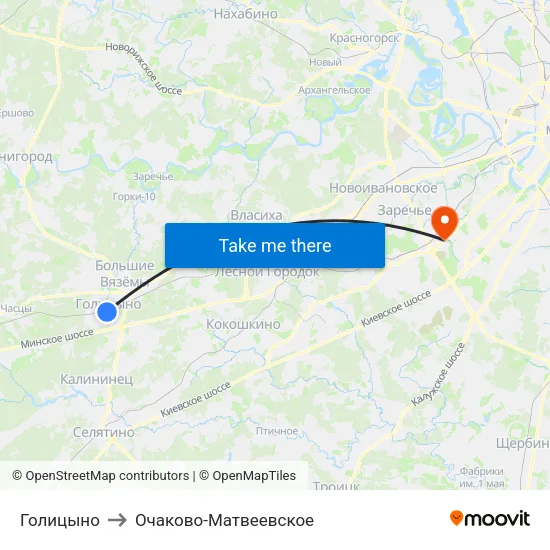Голицыно to Очаково-Матвеевское map
