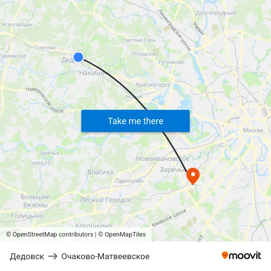 Дедовск to Очаково-Матвеевское map