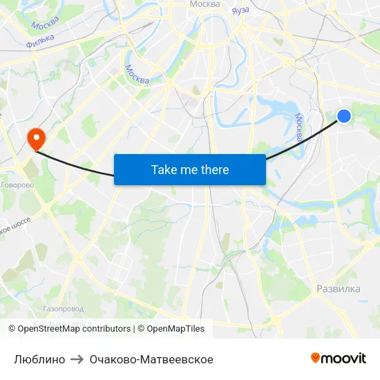 Люблино to Очаково-Матвеевское map