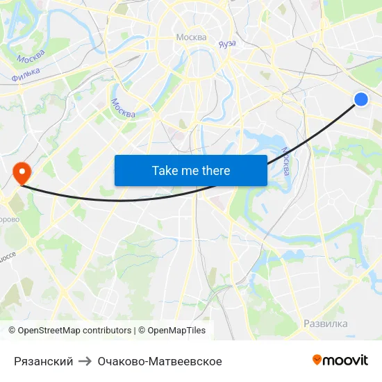 Рязанский to Очаково-Матвеевское map