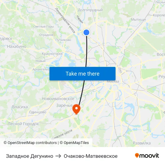 Западное Дегунино to Очаково-Матвеевское map