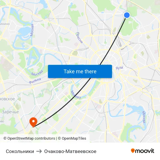 Сокольники to Очаково-Матвеевское map