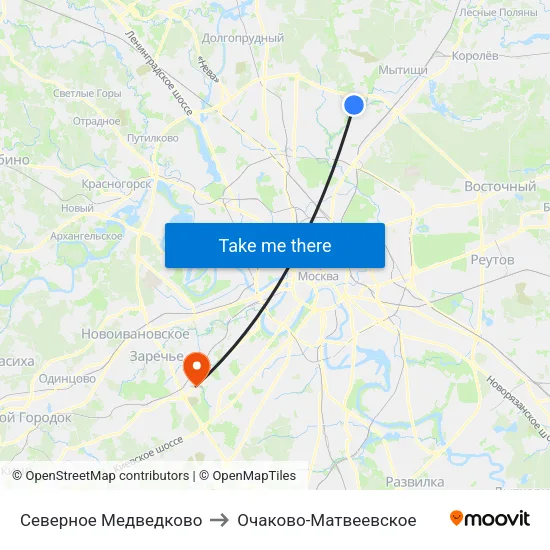Северное Медведково to Очаково-Матвеевское map