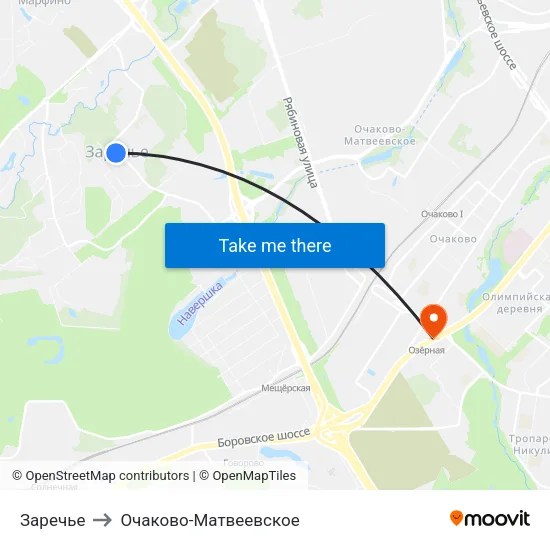 Заречье to Очаково-Матвеевское map