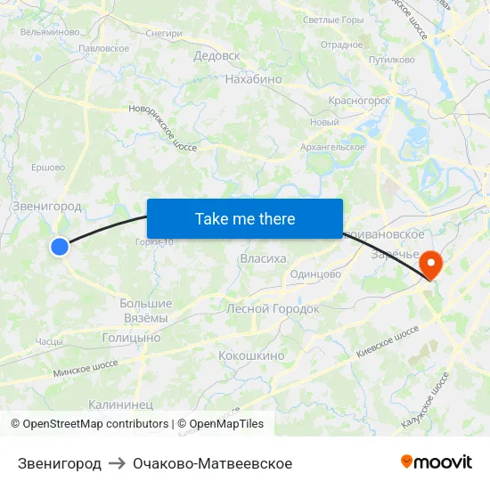 Звенигород to Очаково-Матвеевское map