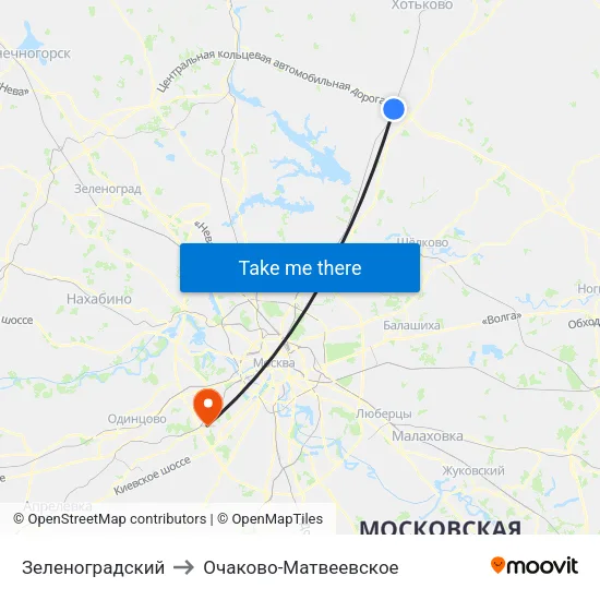 Зеленоградский to Очаково-Матвеевское map