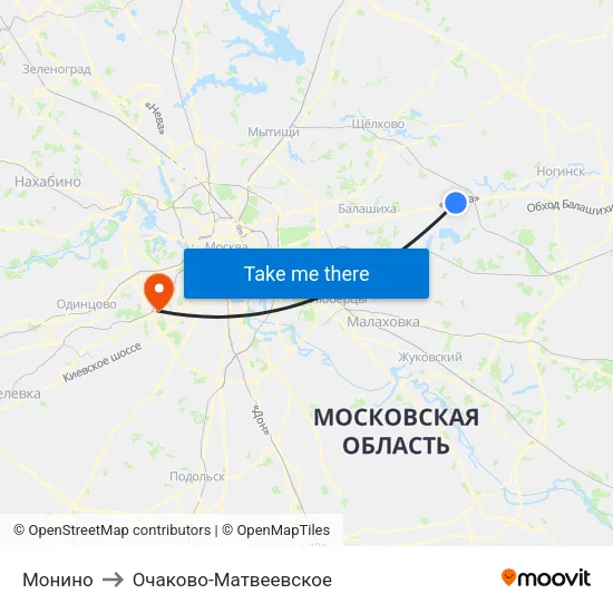 Монино to Очаково-Матвеевское map