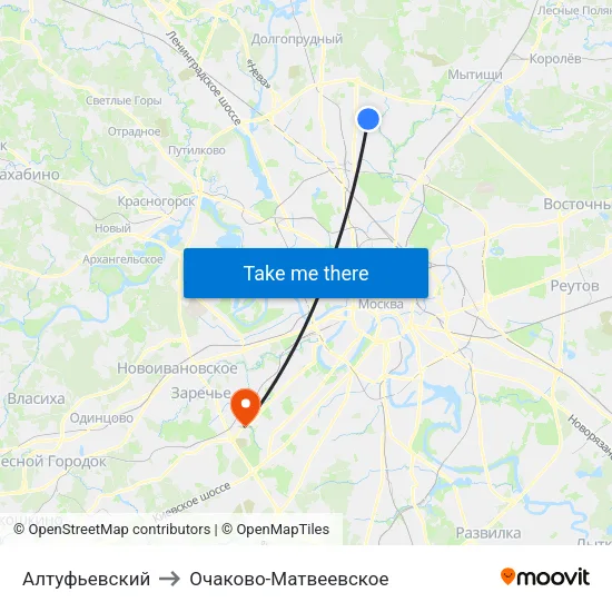 Алтуфьевский to Очаково-Матвеевское map