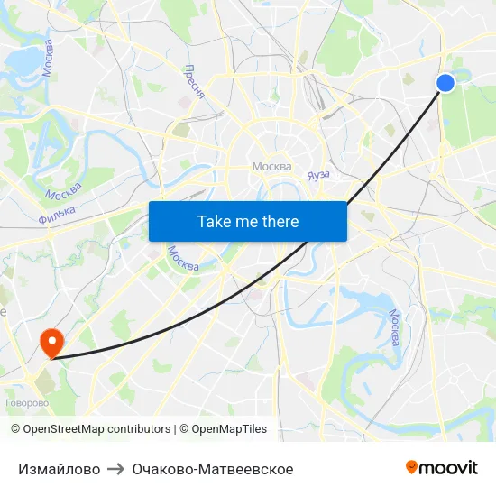 Измайлово to Очаково-Матвеевское map