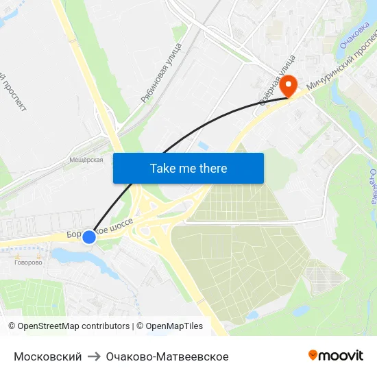 Московский to Очаково-Матвеевское map