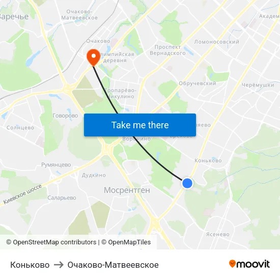 Коньково to Очаково-Матвеевское map