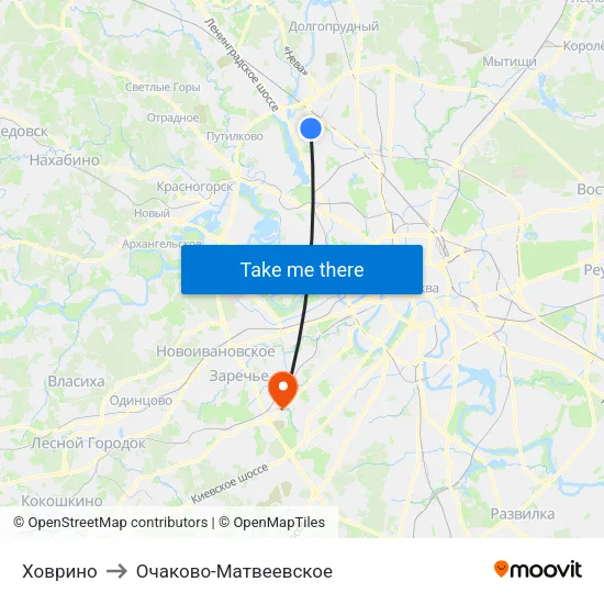 Ховрино to Очаково-Матвеевское map
