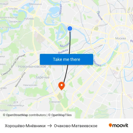 Хорошёво-Мнёвники to Очаково-Матвеевское map