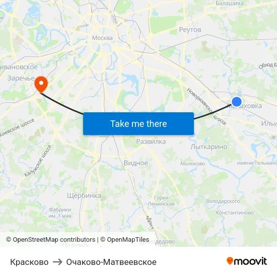 Красково to Очаково-Матвеевское map
