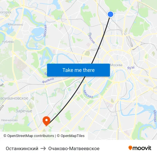 Останкинский to Очаково-Матвеевское map
