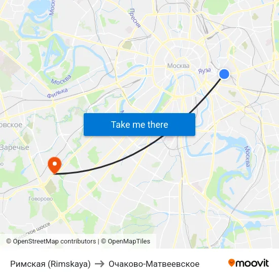 Римская (Rimskaya) to Очаково-Матвеевское map