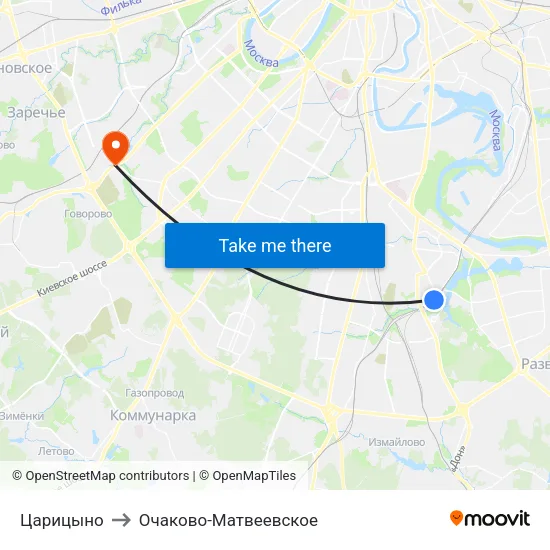 Царицыно to Очаково-Матвеевское map