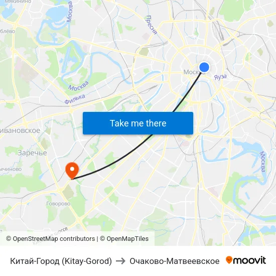 Китай-Город (Kitay-Gorod) to Очаково-Матвеевское map