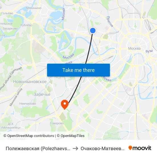 Полежаевская (Polezhaevskaya) to Очаково-Матвеевское map