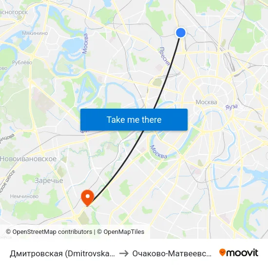 Дмитровская (Dmitrovskaya) to Очаково-Матвеевское map