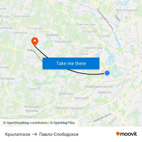 Крылатское to Павло-Слободское map