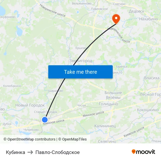 Кубинка to Павло-Слободское map