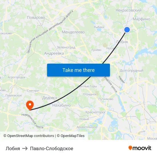 Лобня to Павло-Слободское map