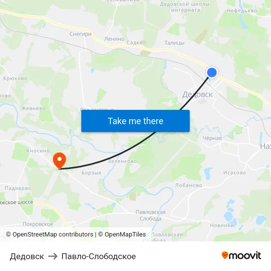 Дедовск to Павло-Слободское map