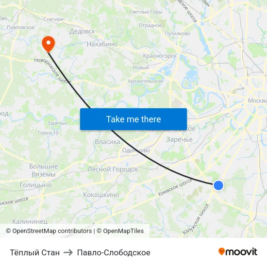 Тёплый Стан to Павло-Слободское map