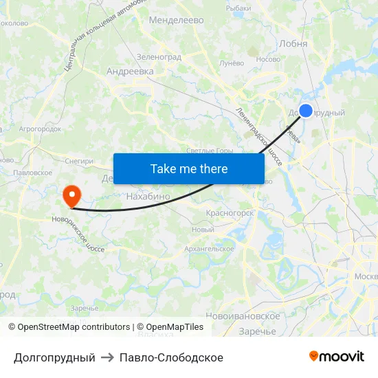Долгопрудный to Павло-Слободское map