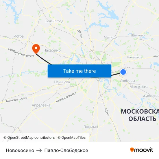 Новокосино to Павло-Слободское map
