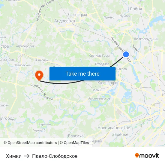 Химки to Павло-Слободское map