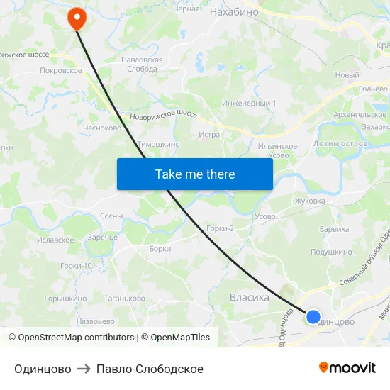 Одинцово to Павло-Слободское map