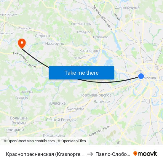 Краснопресненская (Krasnopresnenskaya) to Павло-Слободское map