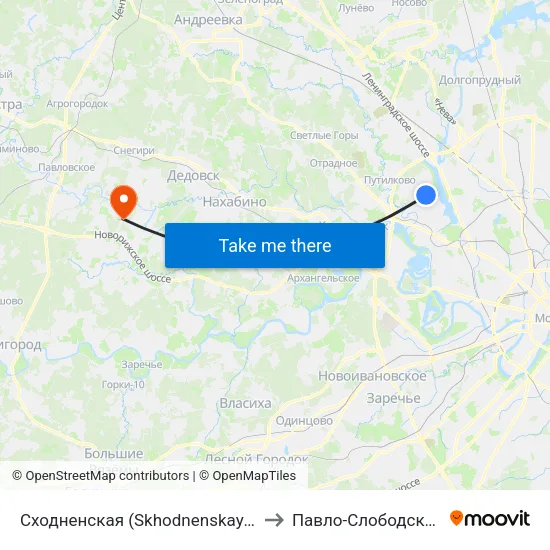Сходненская (Skhodnenskaya) to Павло-Слободское map