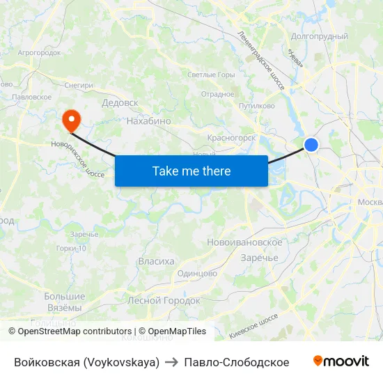 Войковская (Voykovskaya) to Павло-Слободское map