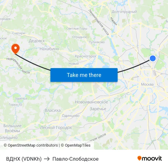 ВДНХ (VDNKh) to Павло-Слободское map