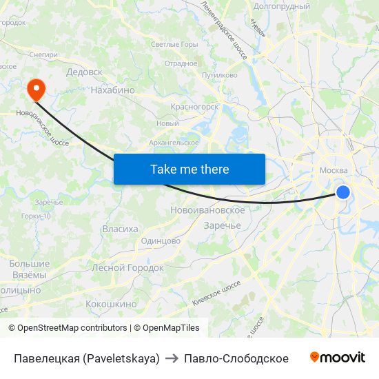 Павелецкая (Paveletskaya) to Павло-Слободское map