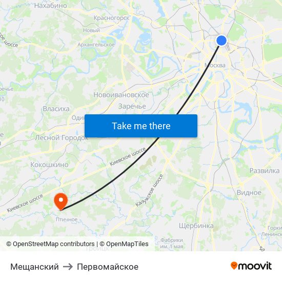 Мещанский to Первомайское map