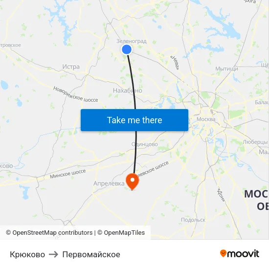 Крюково to Первомайское map