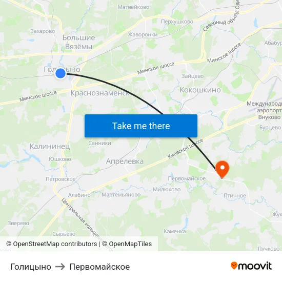 Голицыно to Первомайское map