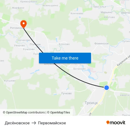 Десёновское to Первомайское map