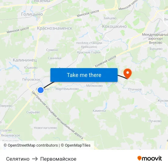 Селятино to Первомайское map