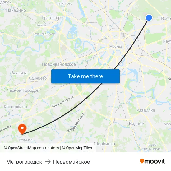 Метрогородок to Первомайское map