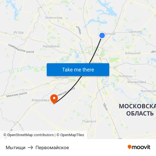 Мытищи to Первомайское map