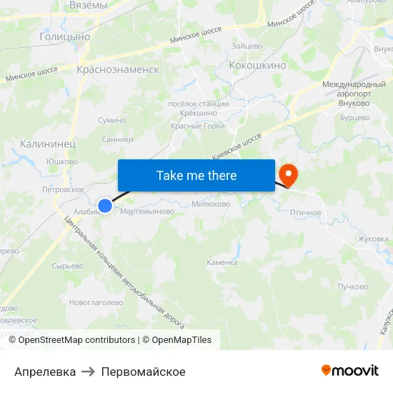 Апрелевка to Первомайское map
