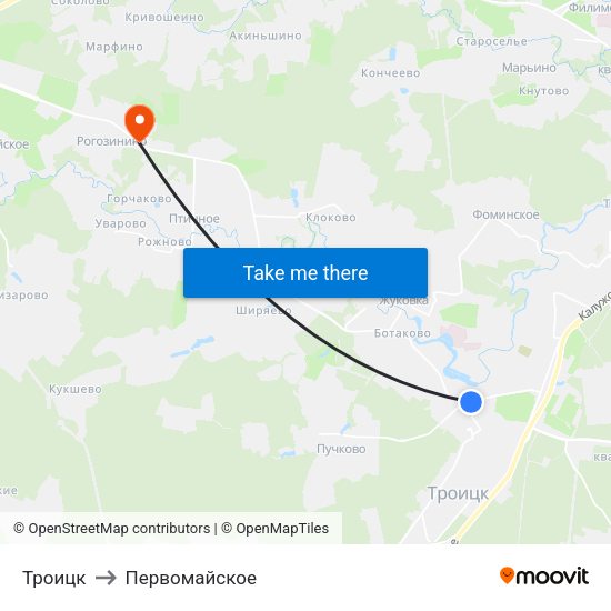 Троицк to Первомайское map