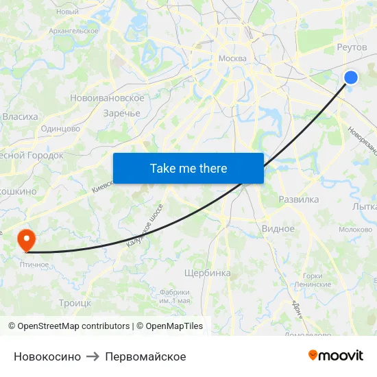 Новокосино to Первомайское map