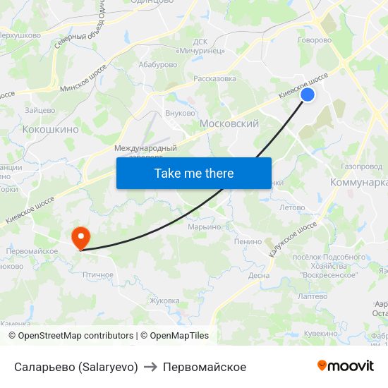 Саларьево (Salaryevo) to Первомайское map